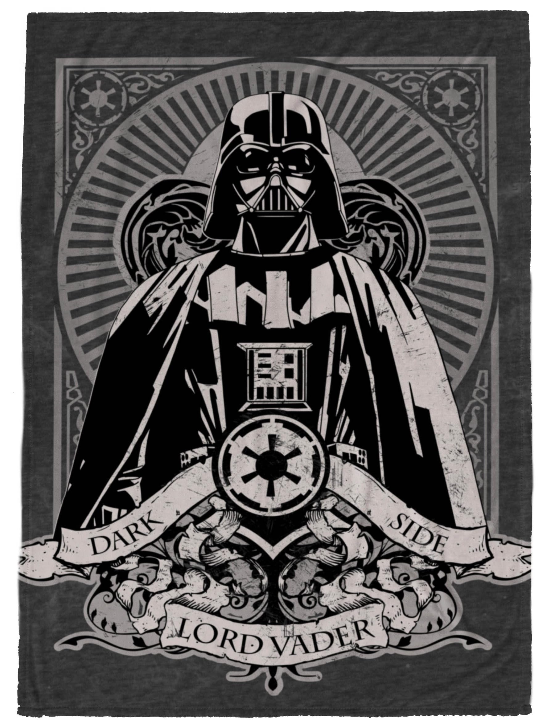 Jay Franco blanket front view showing Darth Vader and bold black design for fandom decor