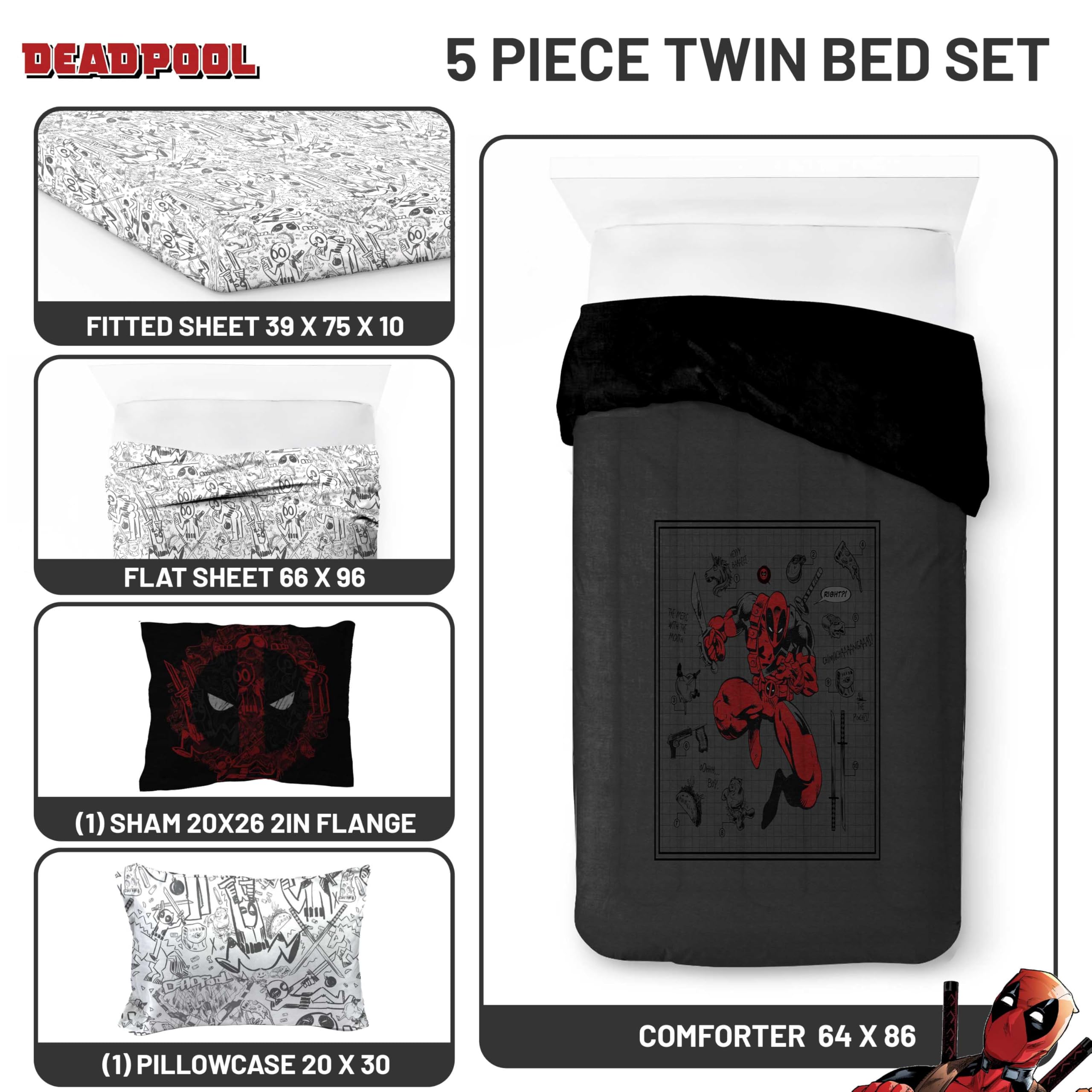 Jay Franco Deadpool comforter stitching detail highlighting durable construction