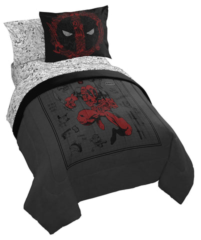 Jay Franco Deadpool comforter front view showing vibrant design and cozy feel