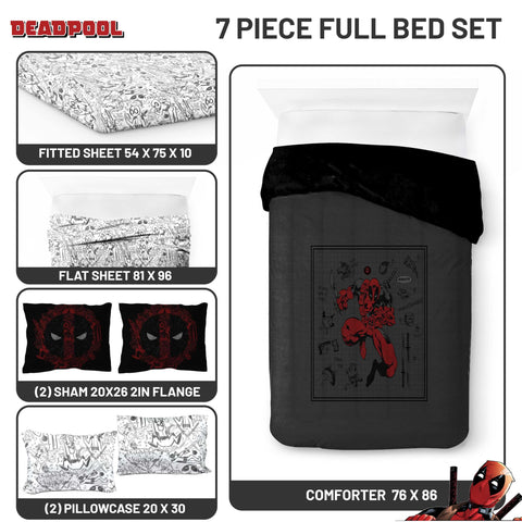 Jay Franco Deadpool pillowcase and sham detail highlighting pattern and comfort