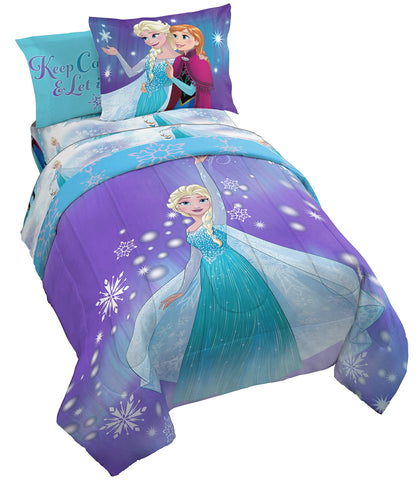 Jay Franco Frozen comforter front view shows full coverage and vibrant design for playroom appeal