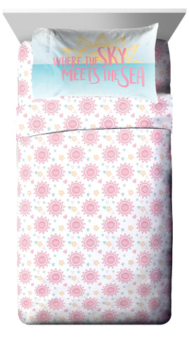 Jay Franco Moana pillowcases and shams arranged to show matching design detail