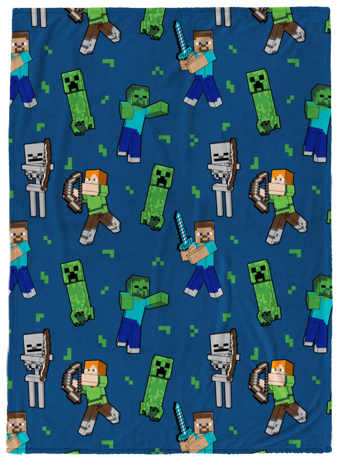 Jay Franco front view of Minecraft throw showing characters and vibrant colors for fun décor