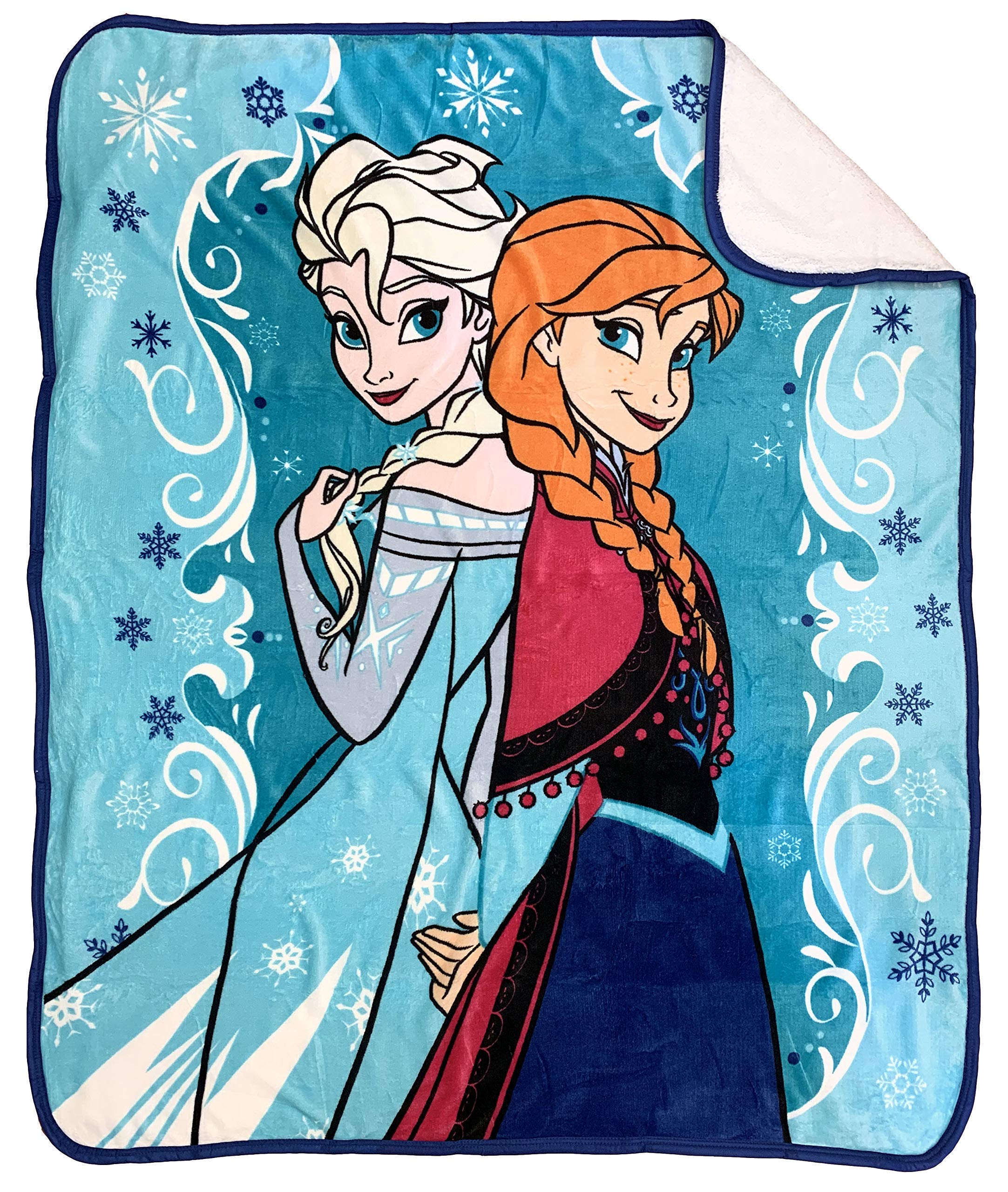 Jay Franco front print showing Elsa and Anna, bright colors for room decoration