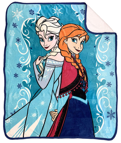 Jay Franco front print showing Elsa and Anna, bright colors for room decoration