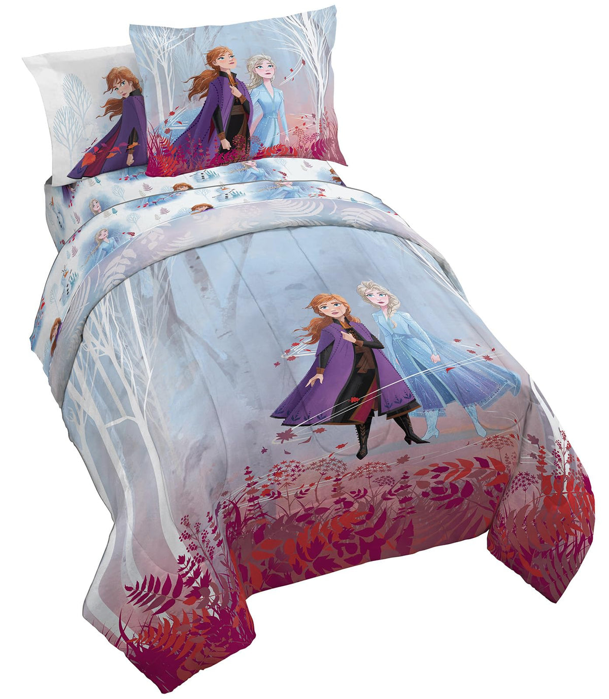 Jay Franco front view of Frozen 2 comforter showing Elsa and Anna, adds playful character