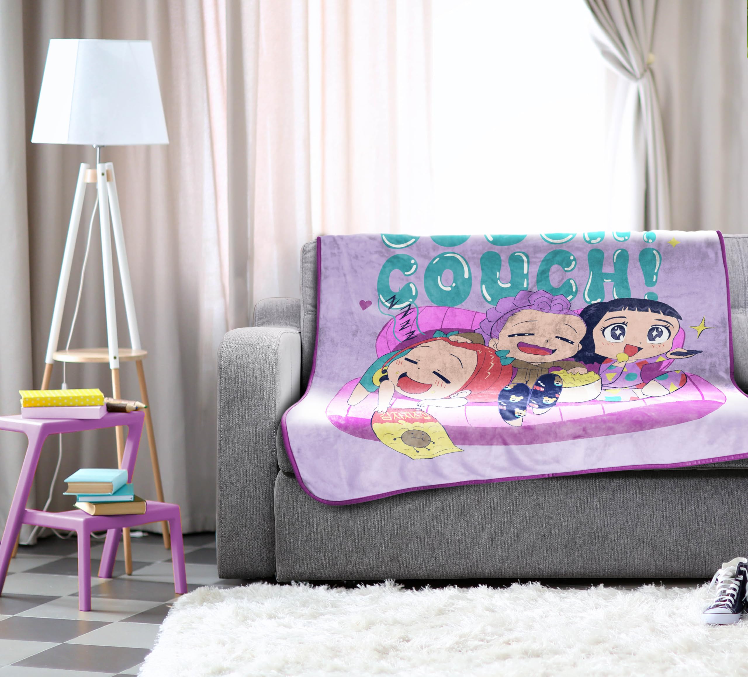 Jay Franco full design layout with Mira Rumi Zoey and repeating lettering, highlights fandom artwork