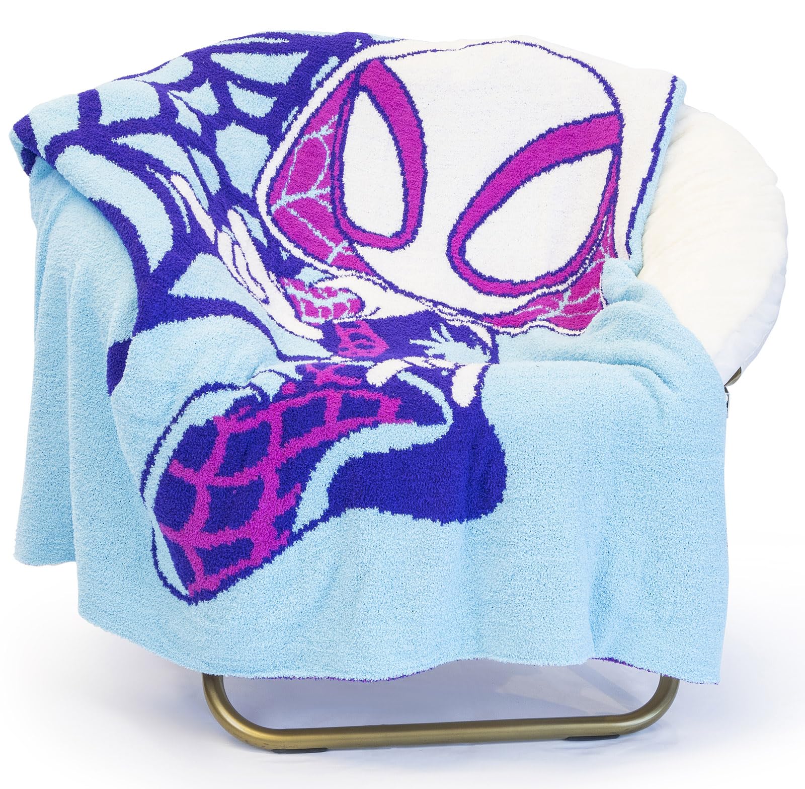 Jay Franco front view Ghost Spider throw showing Gwen Stacy graphic and cozy appeal