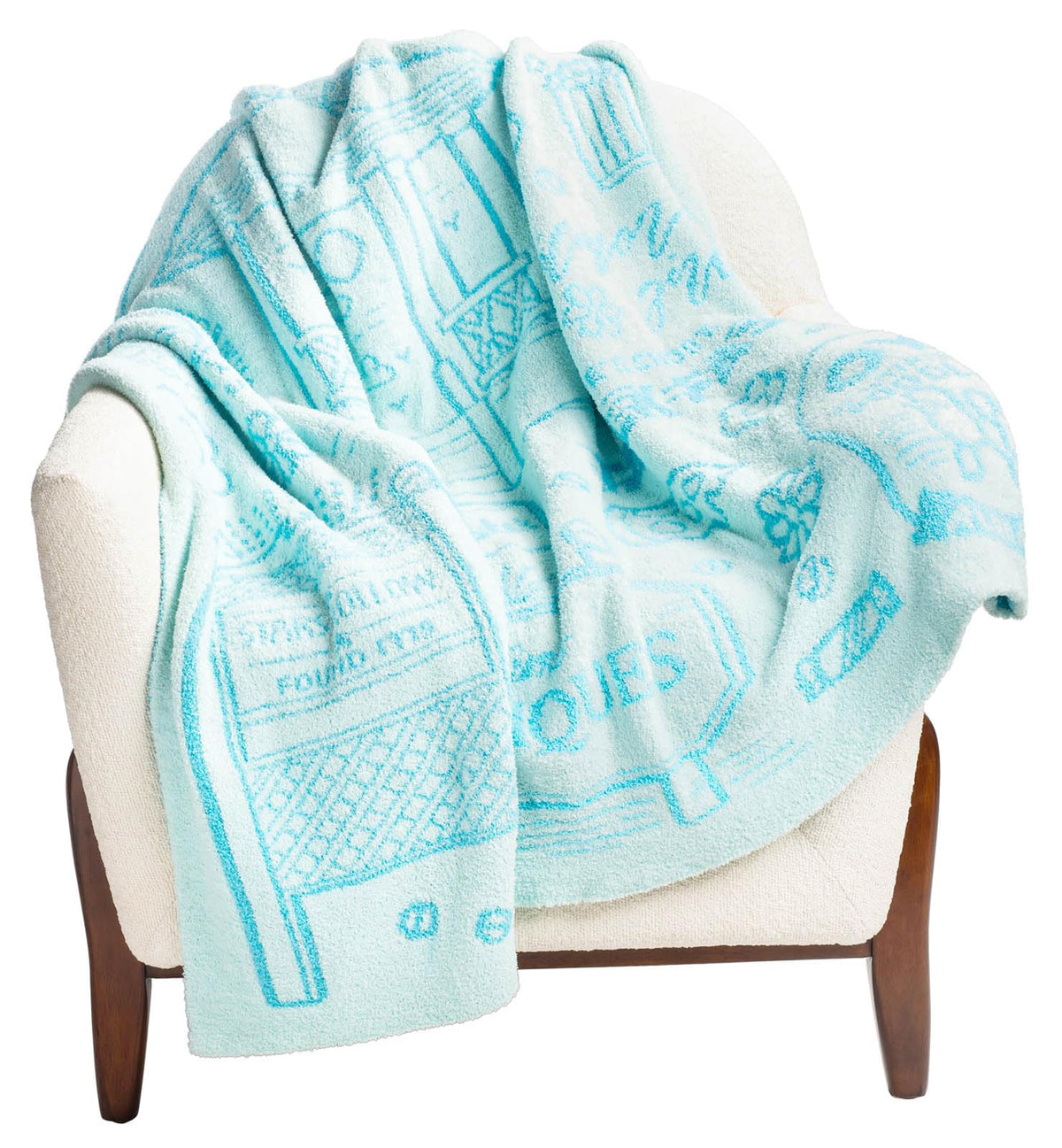 Jay Franco front view of Gilmore Girls throw showing full Stars Hollow design and cozy appeal