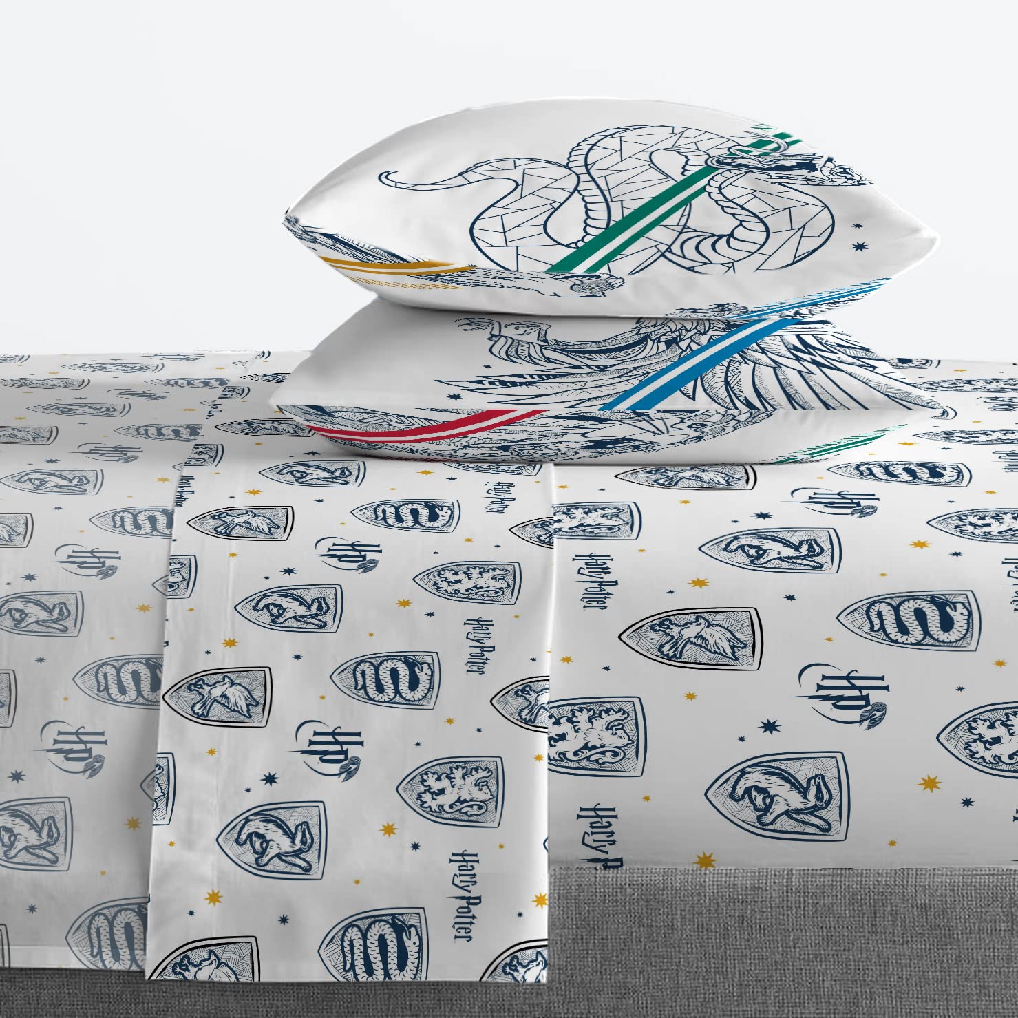 Jay Franco pillowcases and shams arranged on bed adding layered decorative benefit