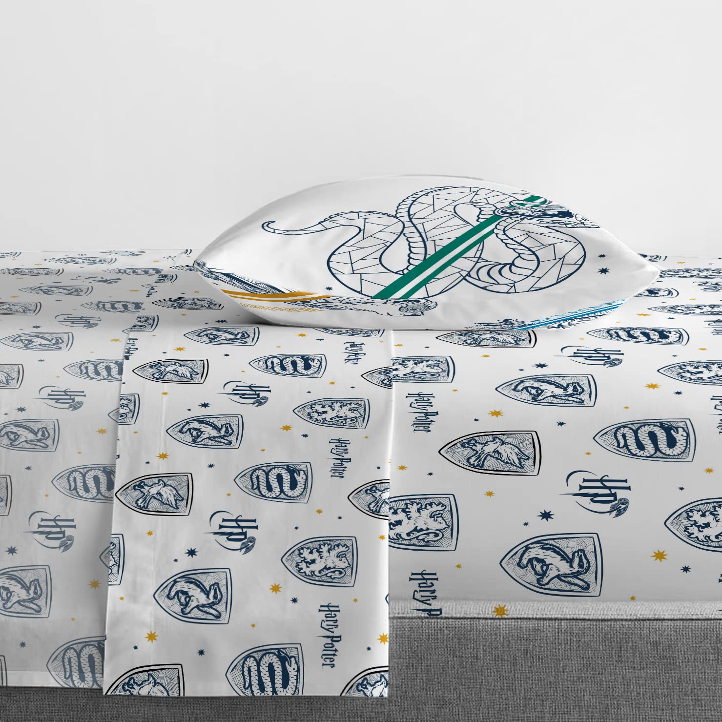 Jay Franco folded sheet set showing included fitted and flat sheets for easy storage