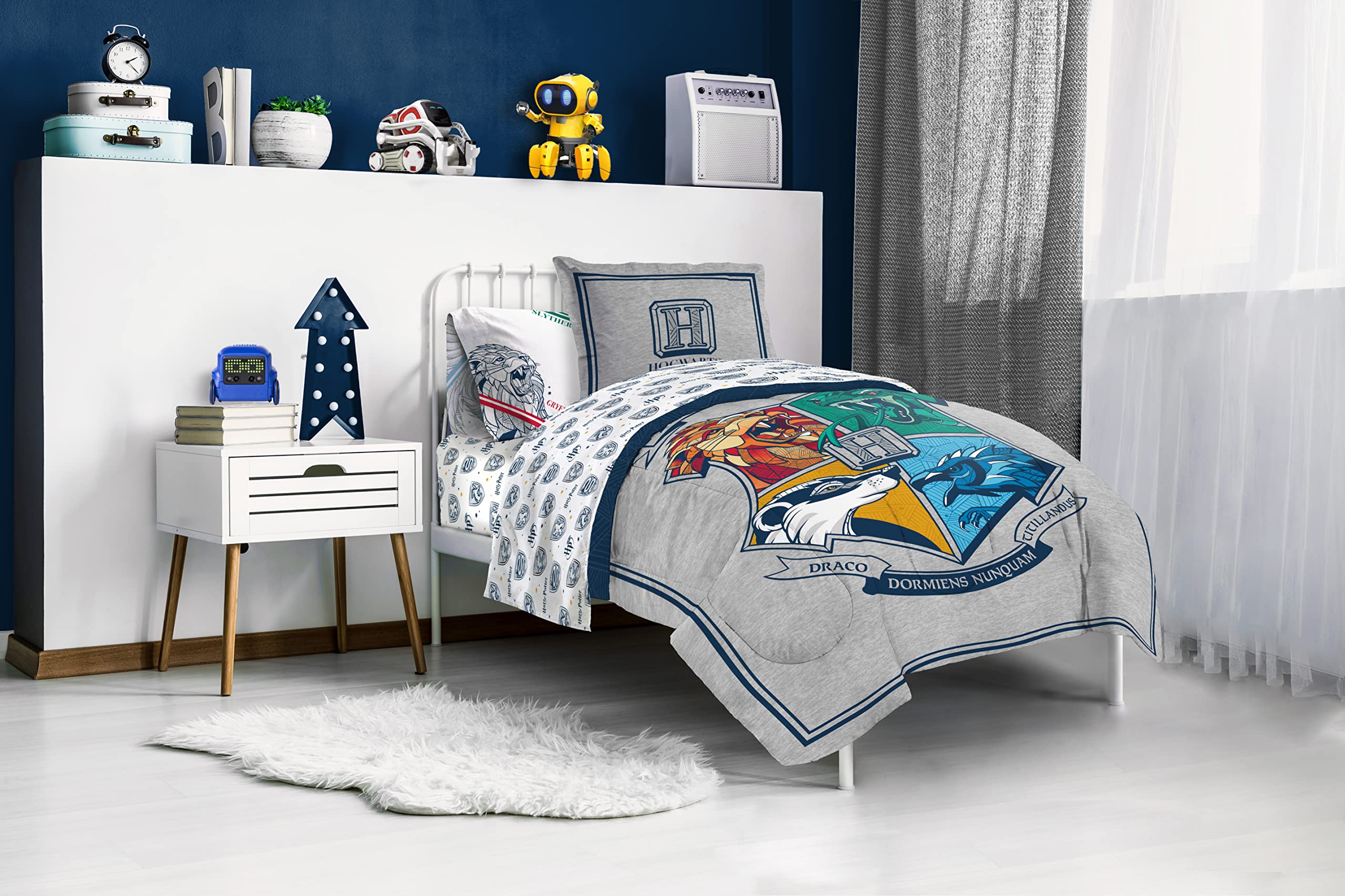 Jay Franco size comparison on twin bed showing comforter coverage and fit