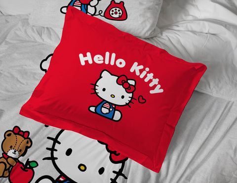 Jay Franco styled bedroom with Hello Kitty bedding showing playful decor and cozy atmosphere