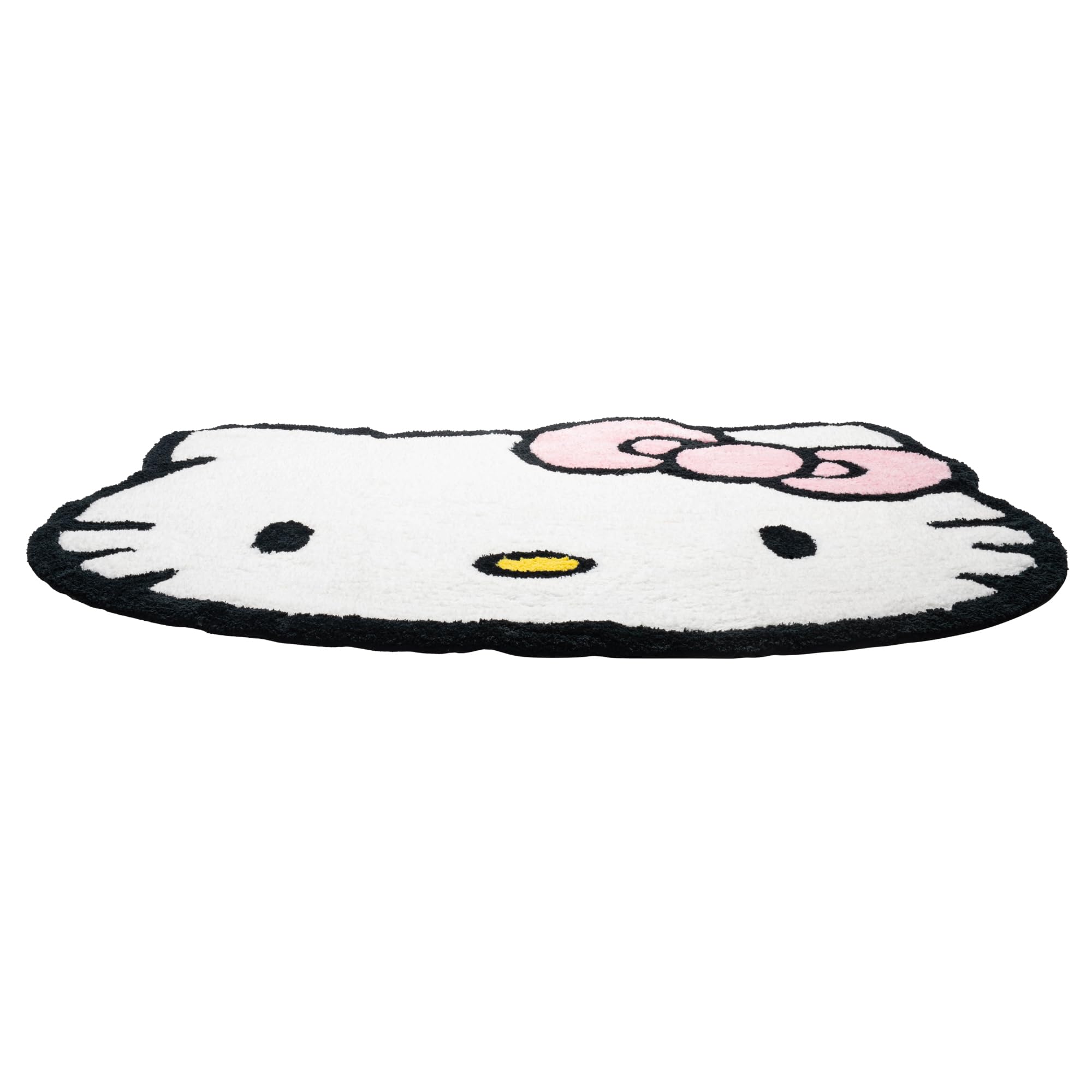Jay Franco Hello Kitty rug next to shoe for size comparison and scale
