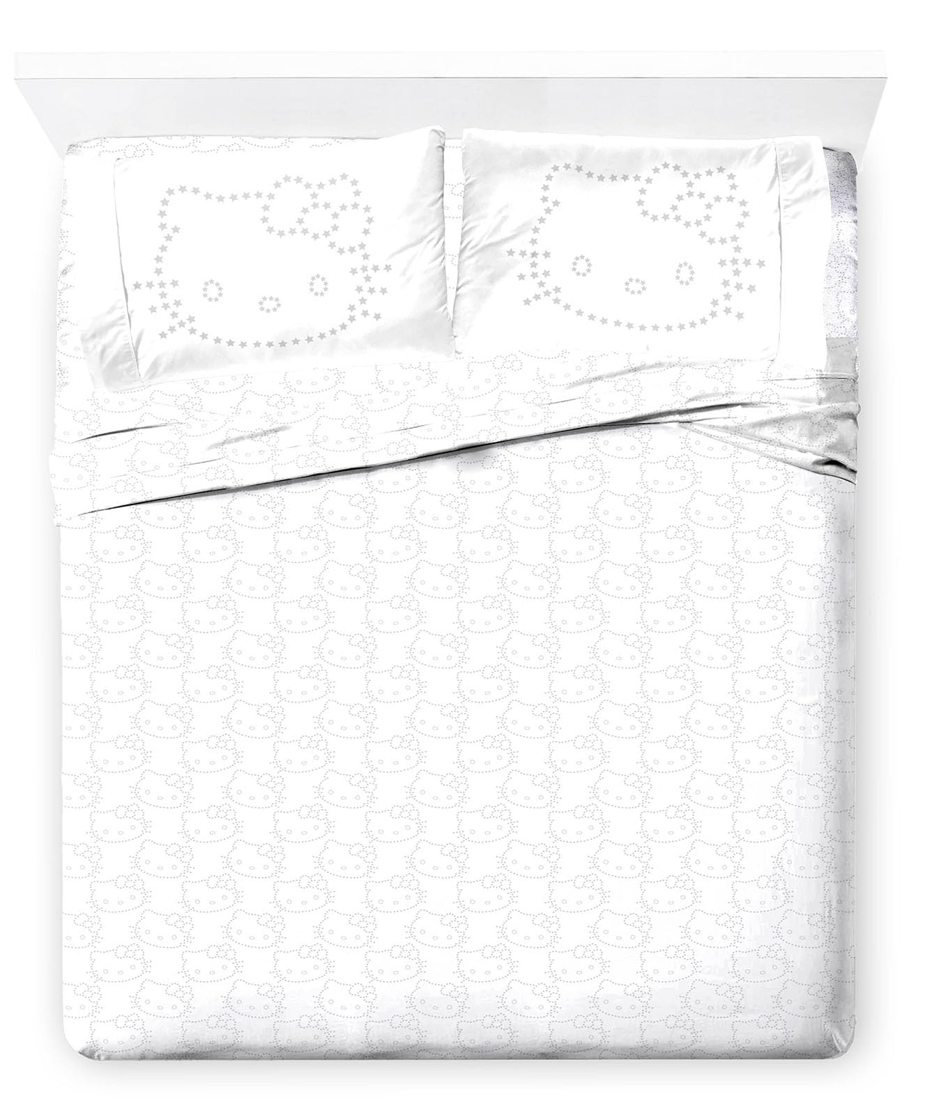 Jay Franco front view of Hello Kitty full sheet set showing cheerful design and tidy presentation