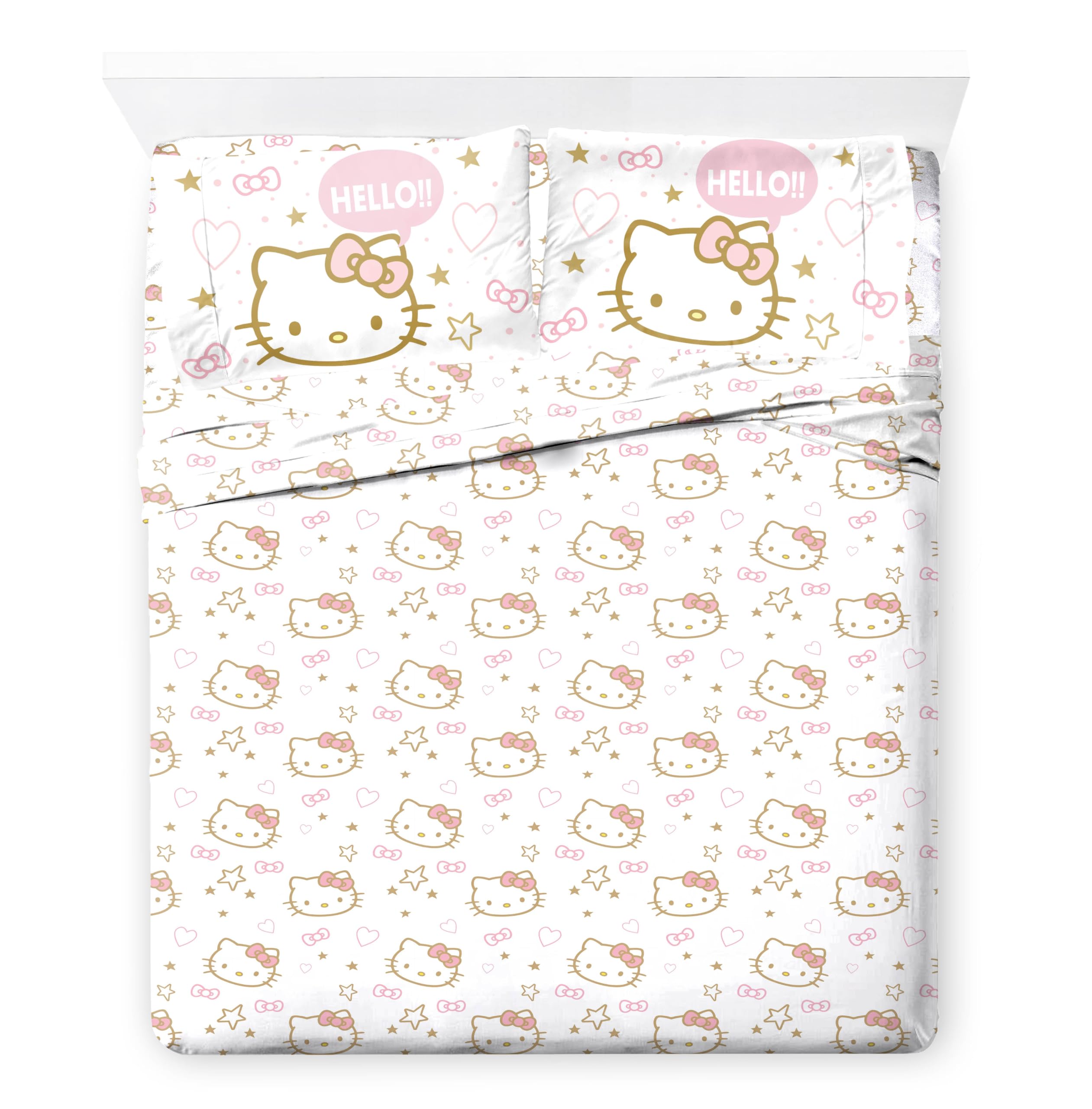 Jay Franco Hello Kitty set rolled and boxed to show compact storage and sizing