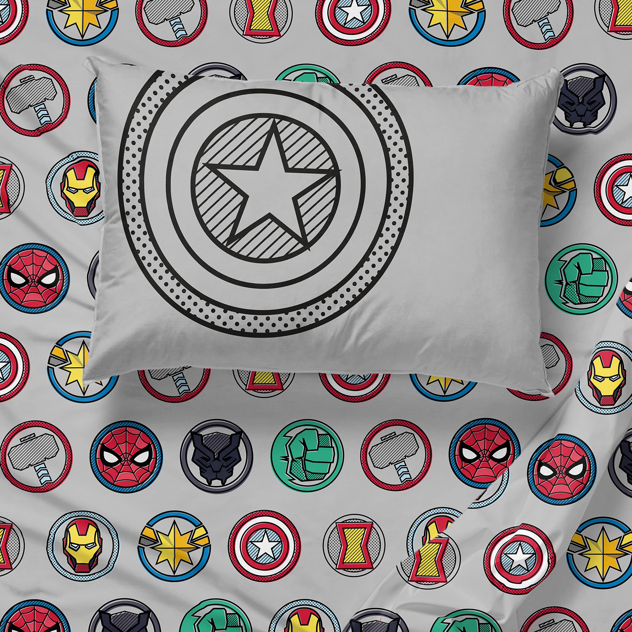 Jay Franco comforter styled on a child's bed showing room-ready superhero decor