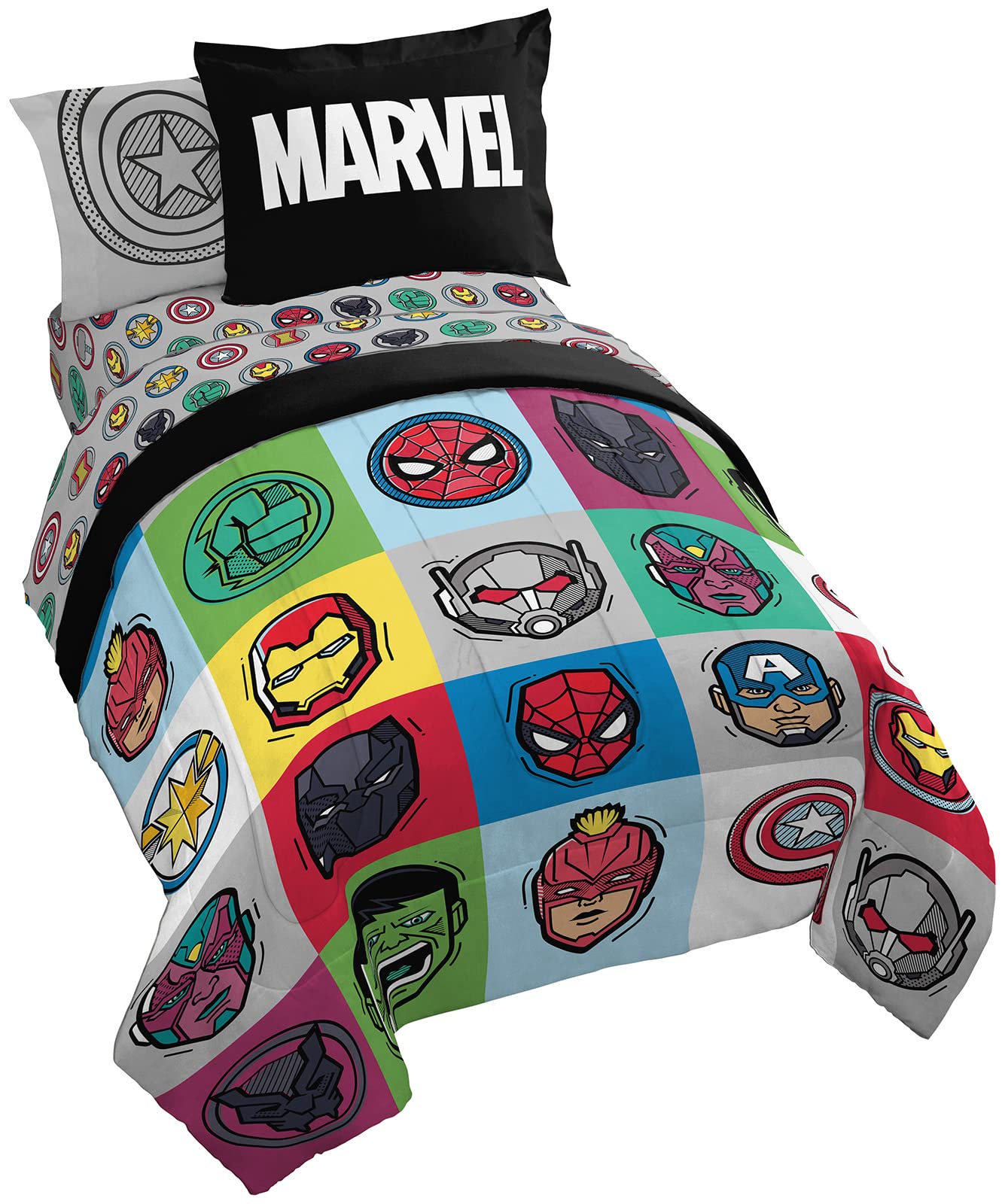Jay Franco comforter front view showing Iron Man graphic and vibrant colors for fun