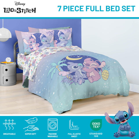 Jay Franco Lilo and Stitch comforter close-up of microfiber texture benefit: soft comfortable feel