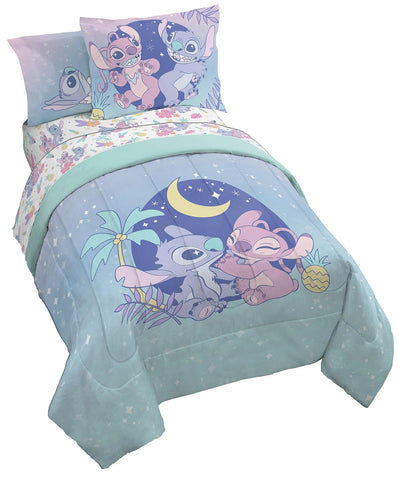Jay Franco front view of Lilo & Stitch twin set showing colorful comforter, playful benefit
