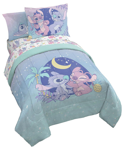 Jay Franco Lilo and Stitch comforter front view showing vibrant characters and playful design benefit: brightens rooms