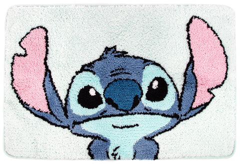 Jay Franco Lilo & Stitch front view showing colorful floral character design and soft pile benefit