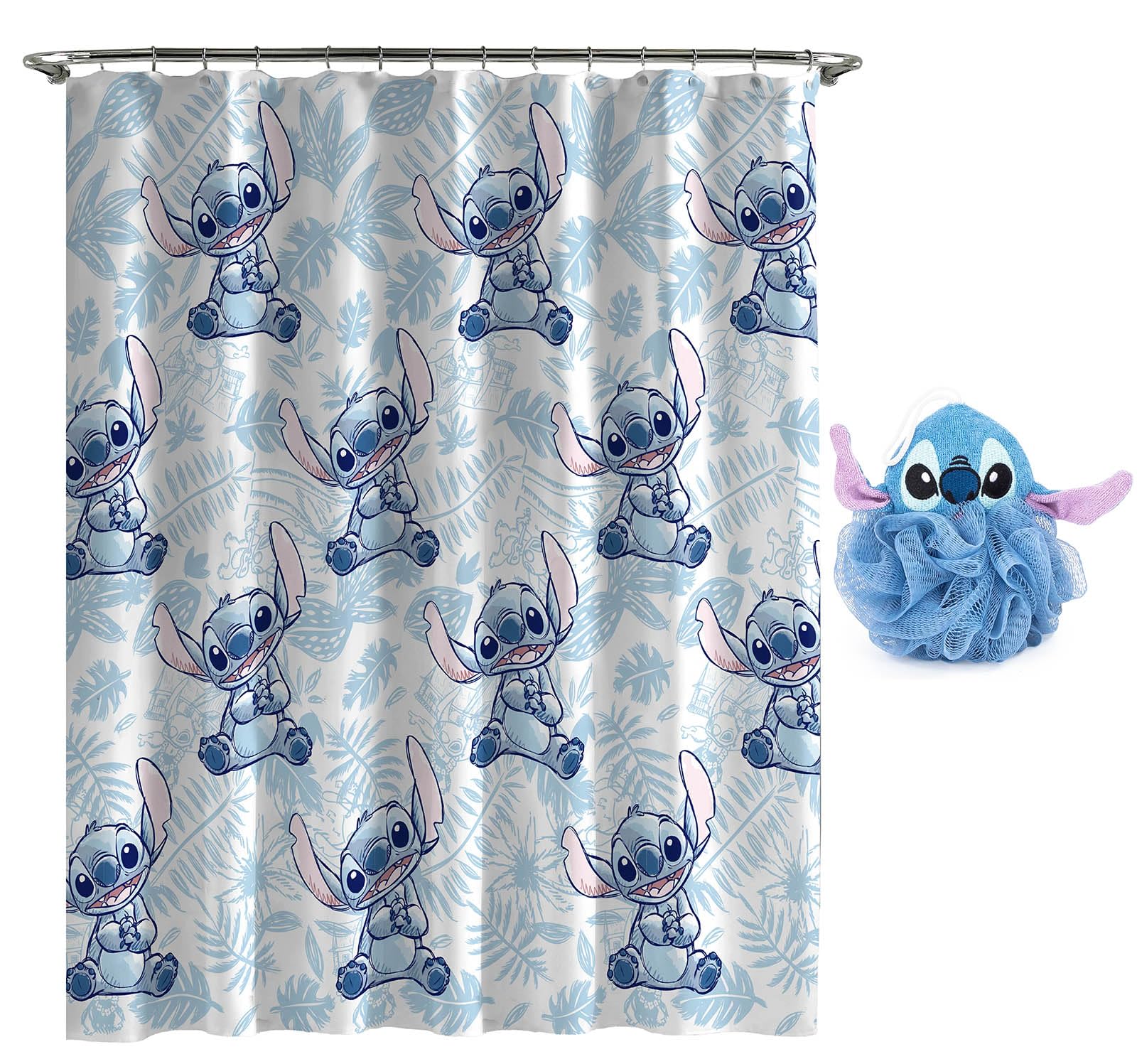 Jay Franco Lilo & Stitch shower curtain front view adds playful décor