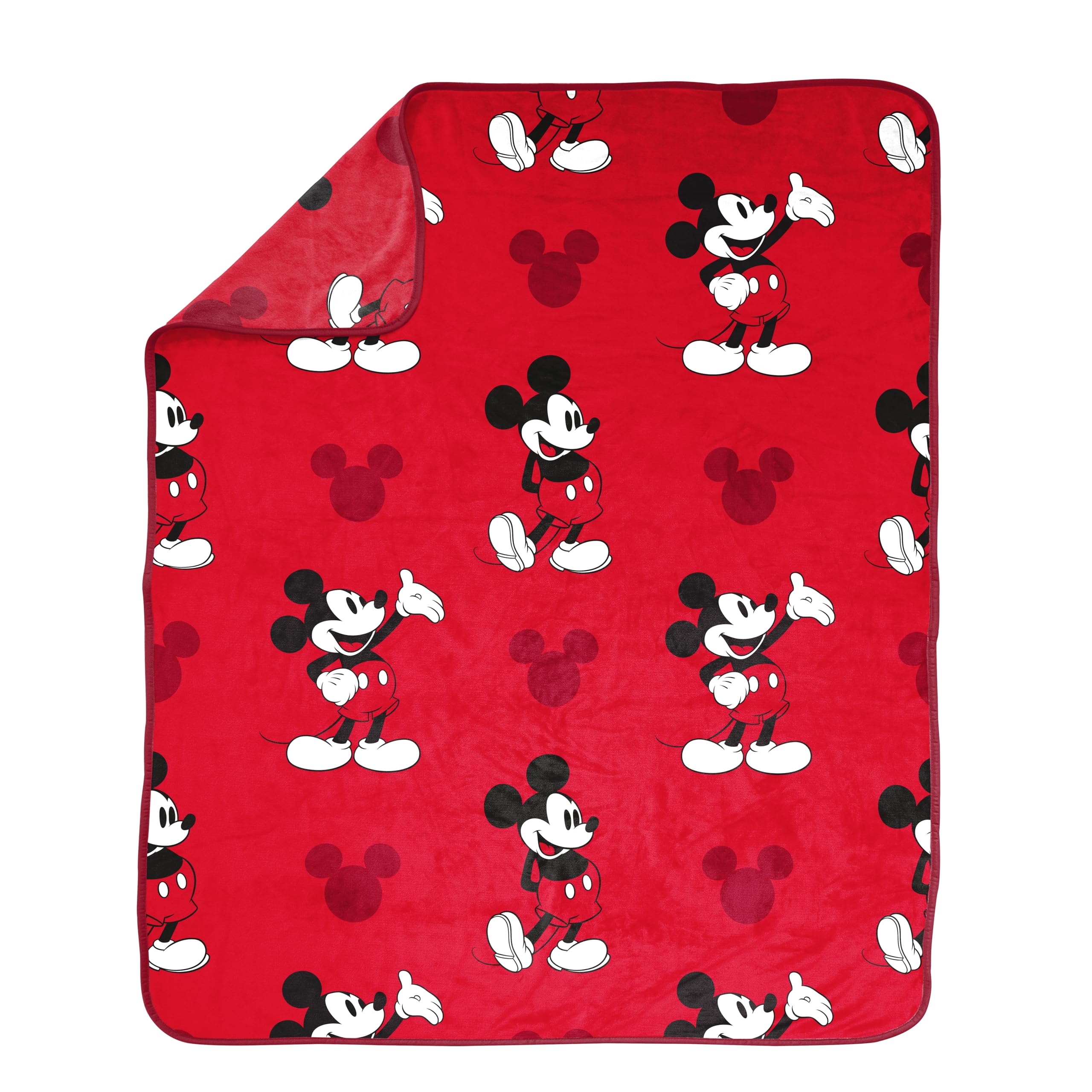 Jay Franco close-up of fleece texture and Mickey Mouse print highlighting soft finish