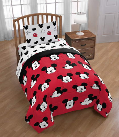 Jay Franco Mickey Mouse bedding rolled for travel showing compact storage convenience