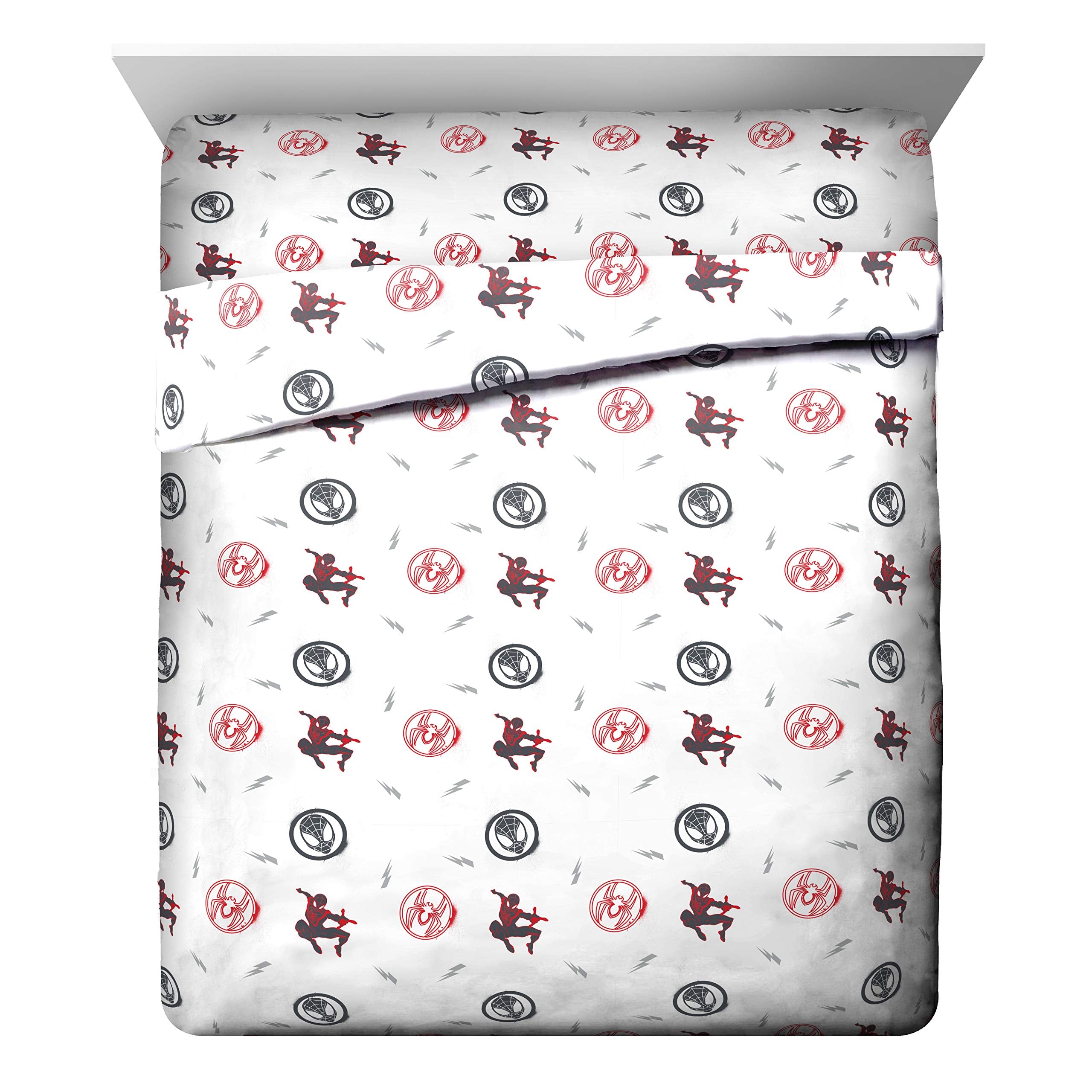 Jay Franco Miles Morales pillowcases and shams close-up showing soft fabric benefit