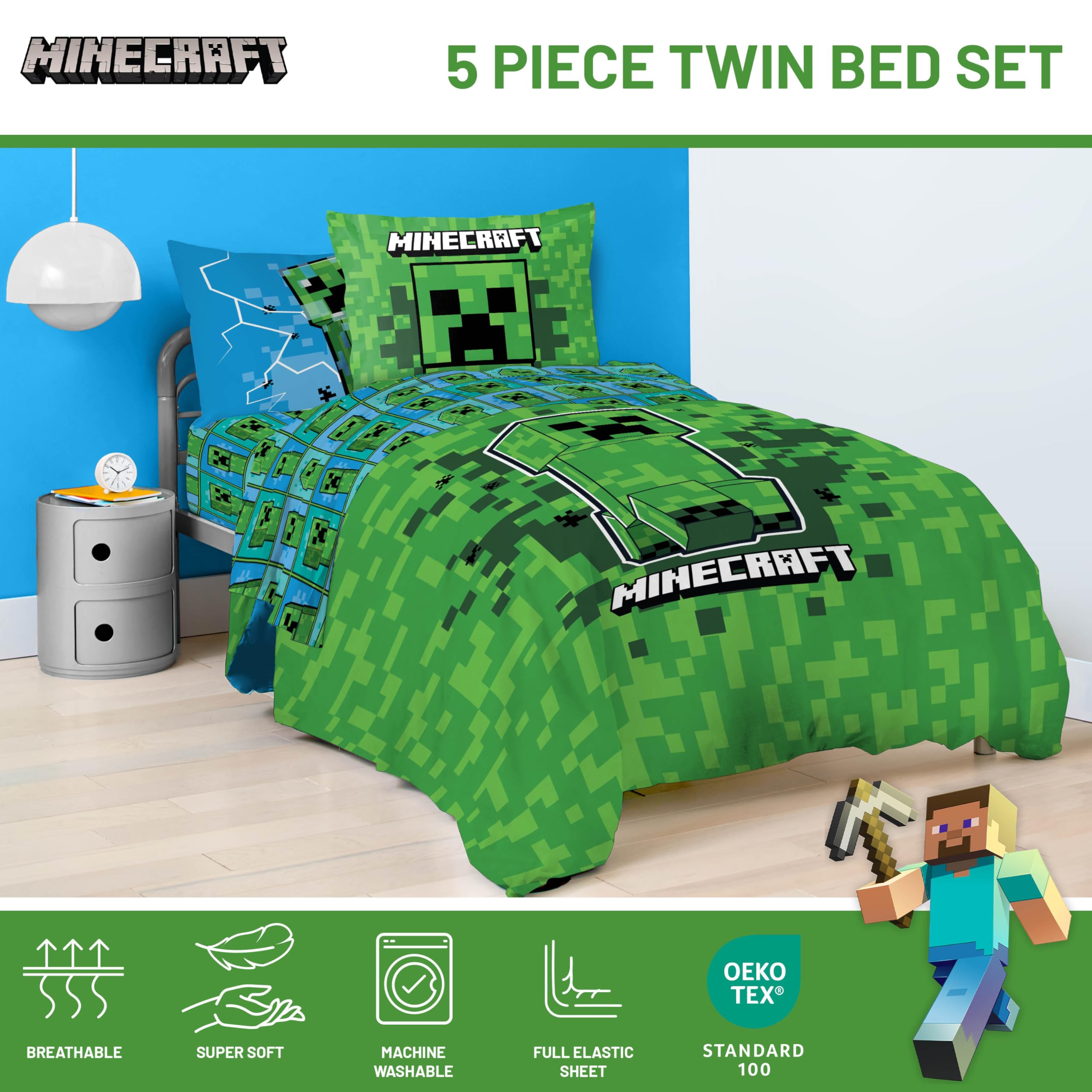 Jay Franco decorative sham and pillowcase staged showing coordinated look