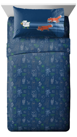 Jay Franco pillowcase and sham neatly arranged to display matching designs and easy styling benefit