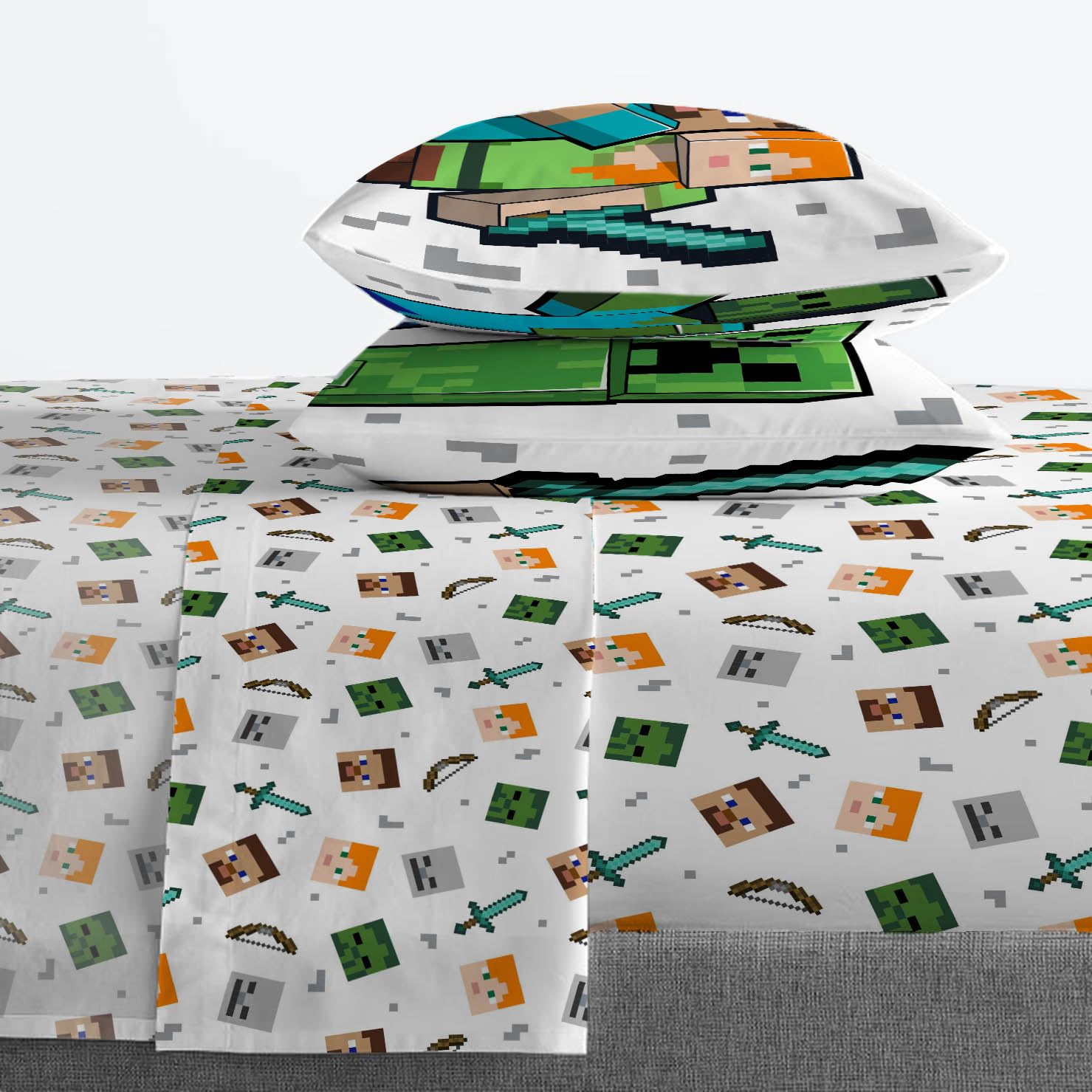 Jay Franco pillowcases and shams detail showing character prints and coordinated look