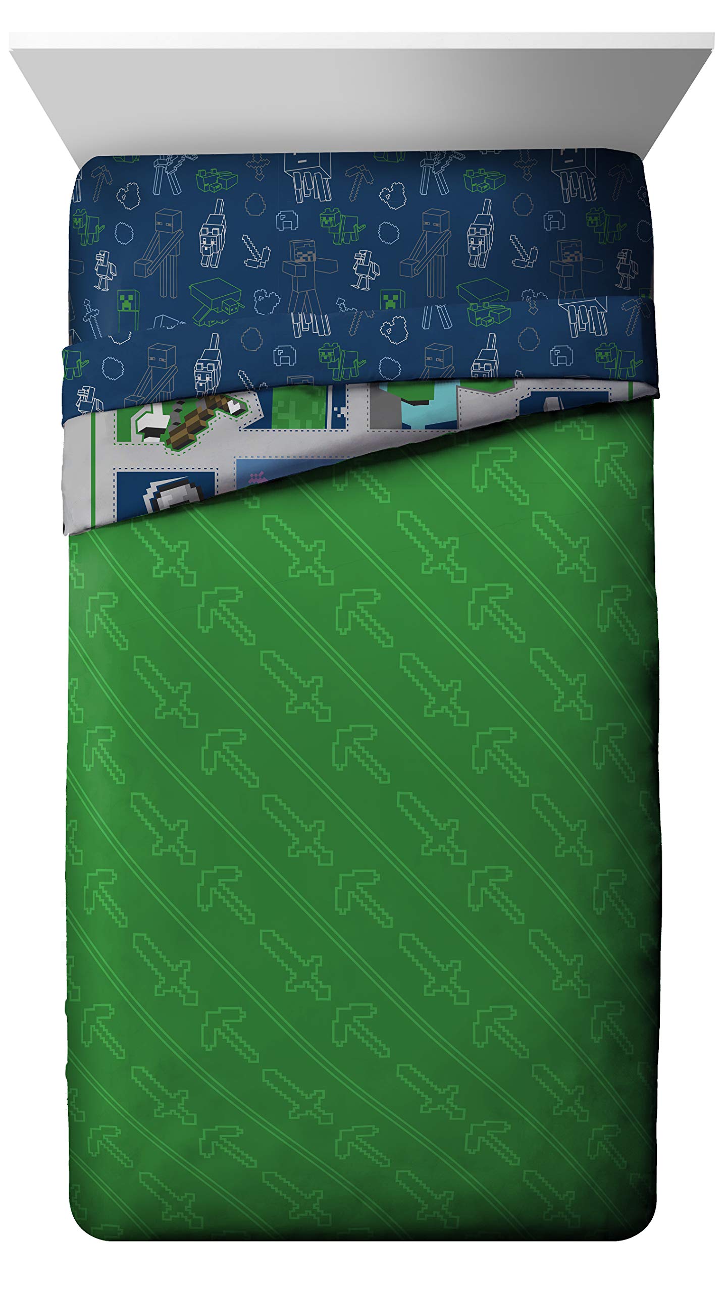 Jay Franco flat and fitted sheets laid flat showing full-size dimensions and easy-care fabric for busy families