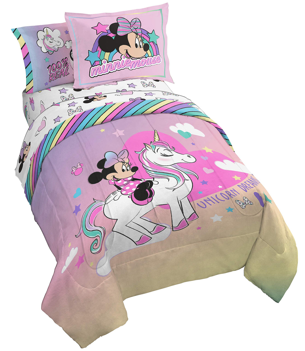 Jay Franco Minnie Mouse comforter front view shows vibrant design and cheerful decor