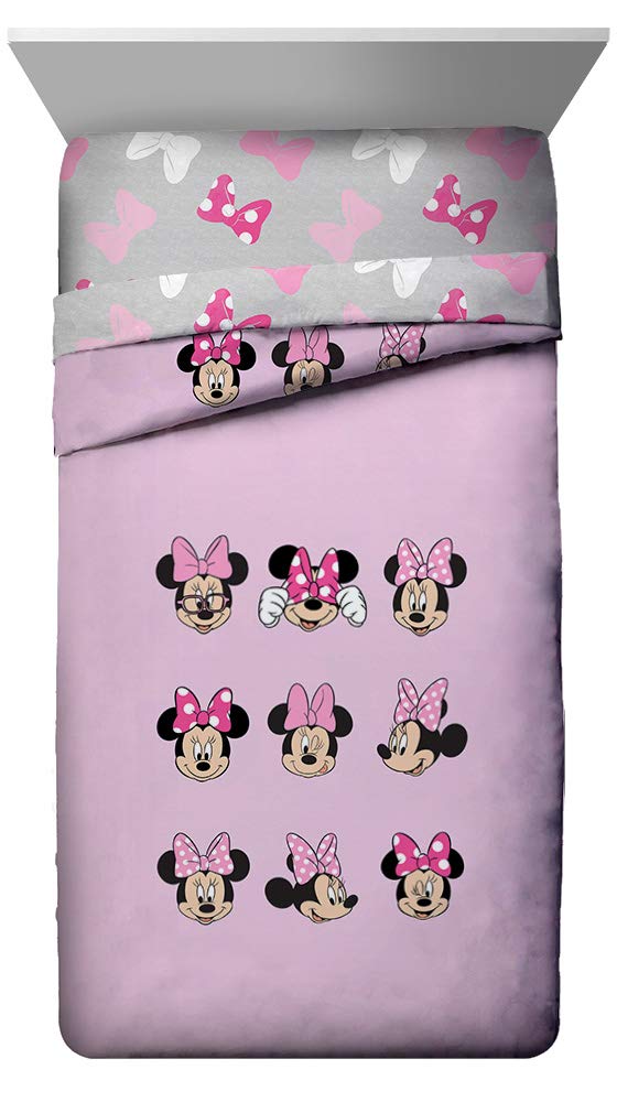 Jay Franco Minnie Mouse fitted and flat sheets folded for neat bedding setup