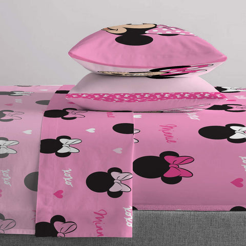 Jay Franco Minnie pillowcases closeup showing bow pattern and soft texture benefit