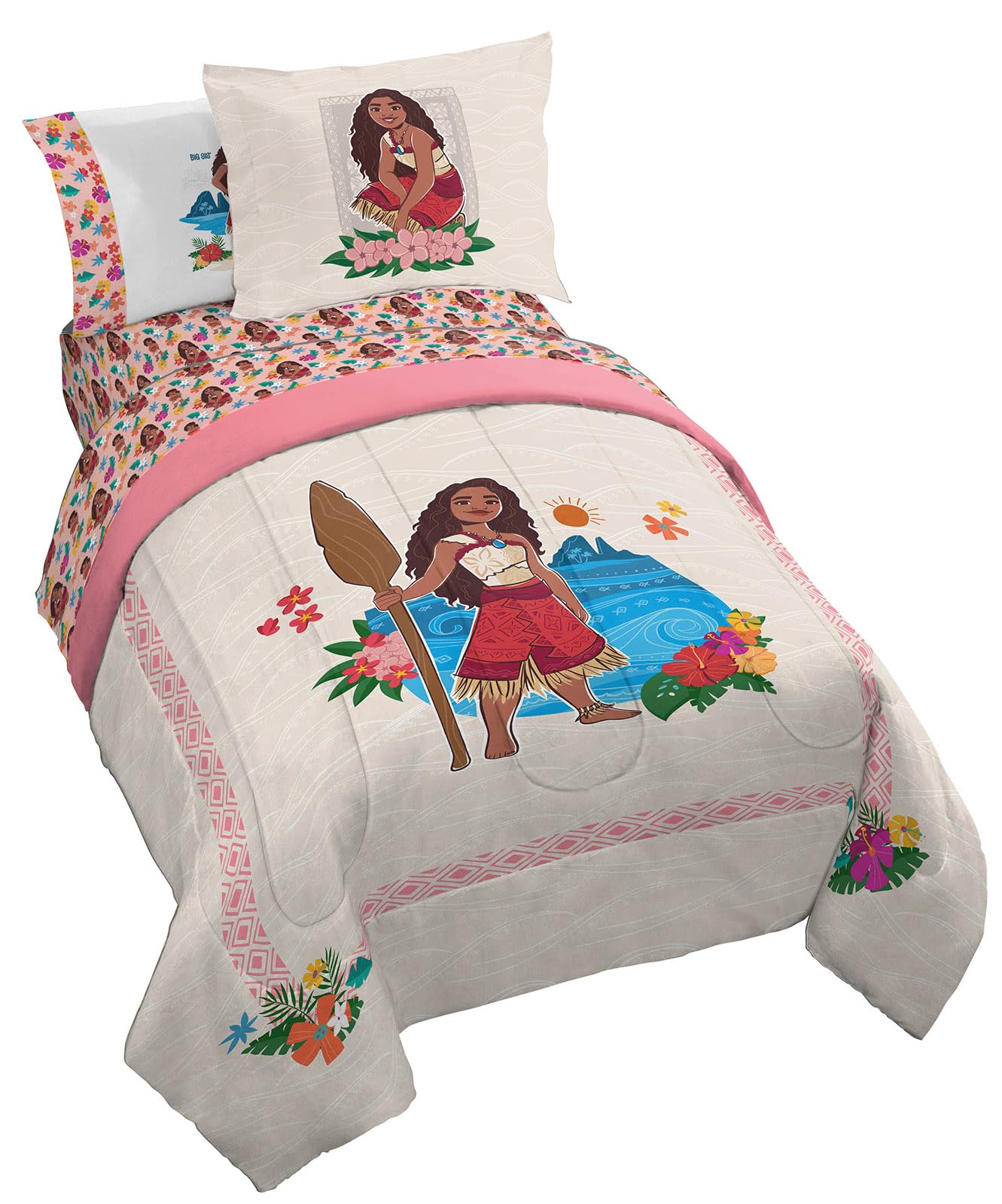 Jay Franco comforter front view showing Moana design and cozy look