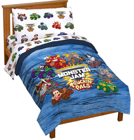 Jay Franco comforter front view showing monster truck graphics and cozy warmth