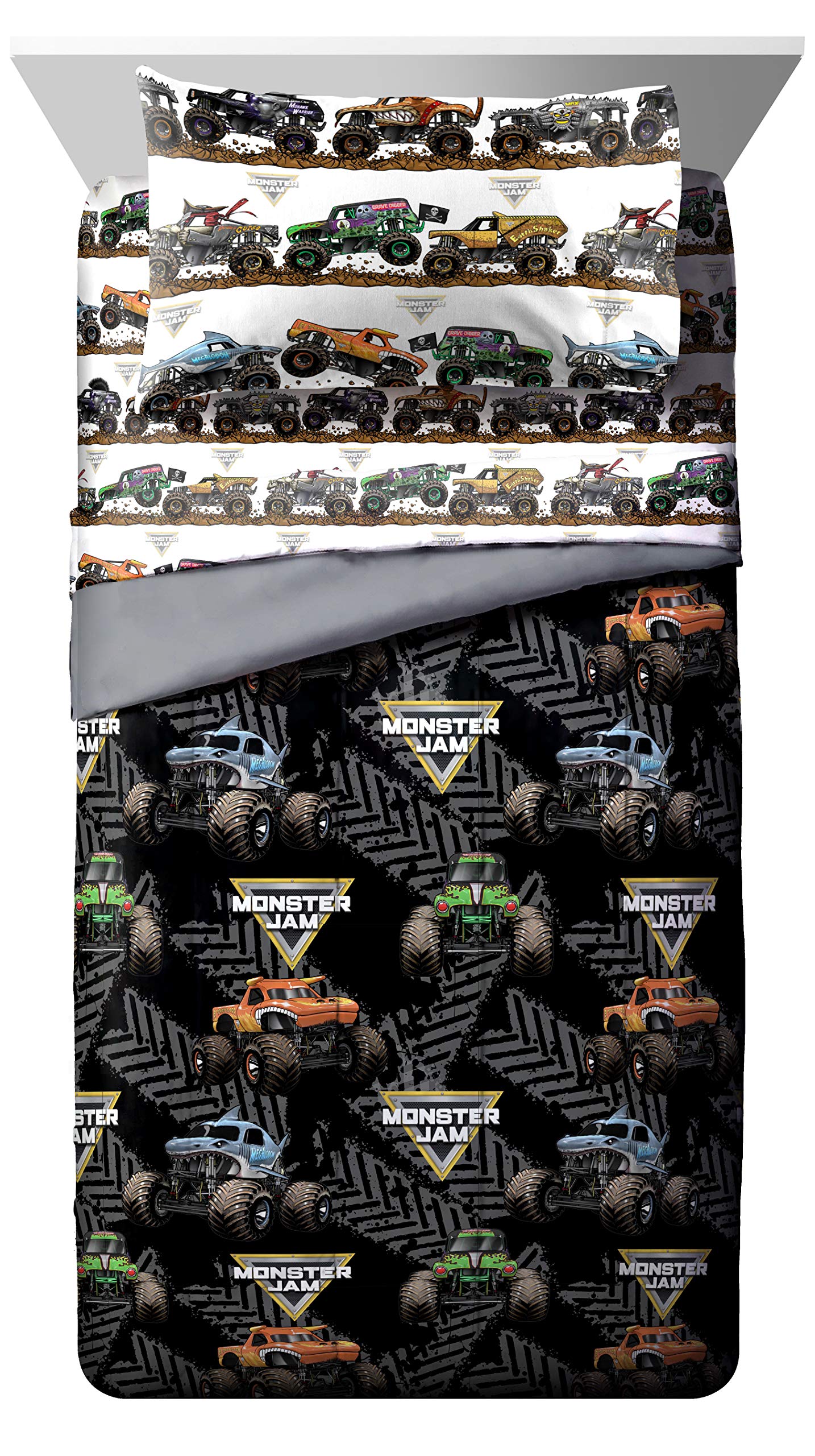 Jay Franco comforter reverse side showing alternate truck pattern and versatility