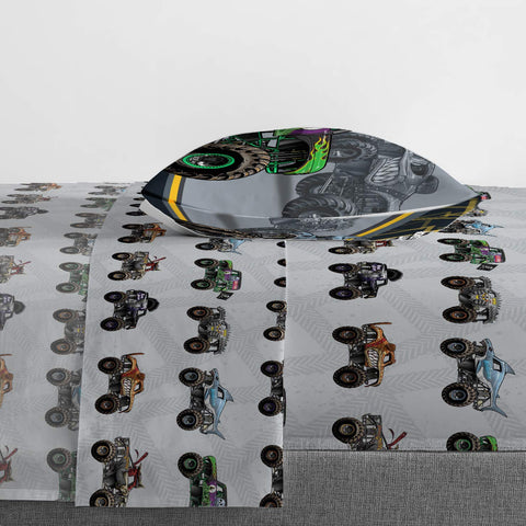 Jay Franco pillowcase and label detail confirm official Monster Jam product