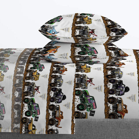 Jay Franco pillowcase detail showing truck graphics and smooth finish for cozy sleep