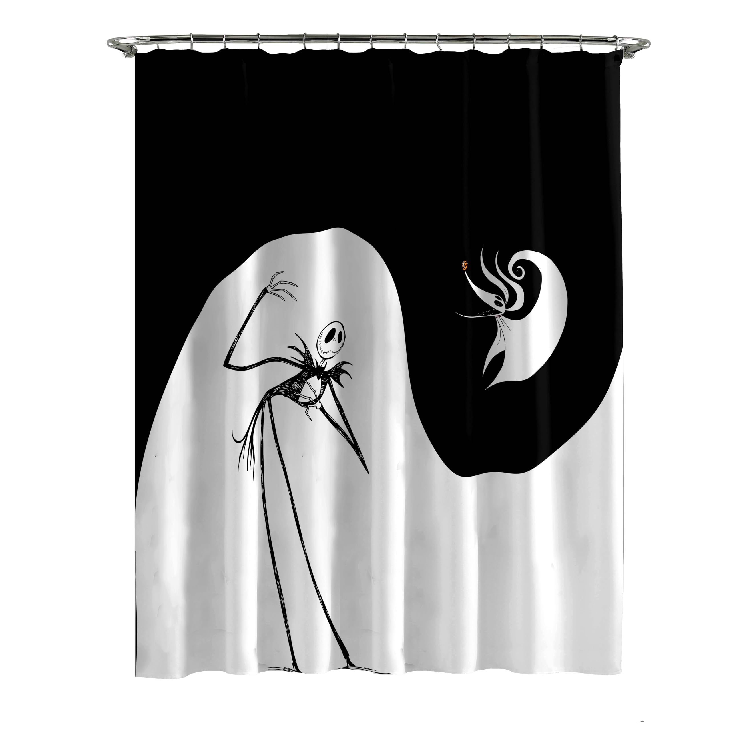 Jay Franco shower curtain front view shows Jack and Zero and adds playful charm