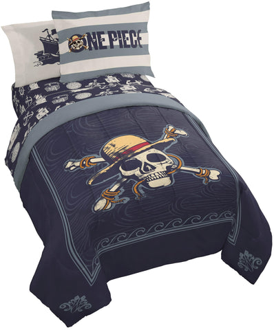 Jay Franco front view of One Piece comforter showing Luffy and bright colors for playful decor
