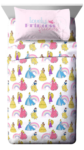 Jay Franco full sheet set laid out, matching designs and proper full bed fit