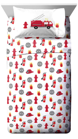 Jay Franco full sheet set laid out to show fitted sheet, flat sheet, and comforter coordination