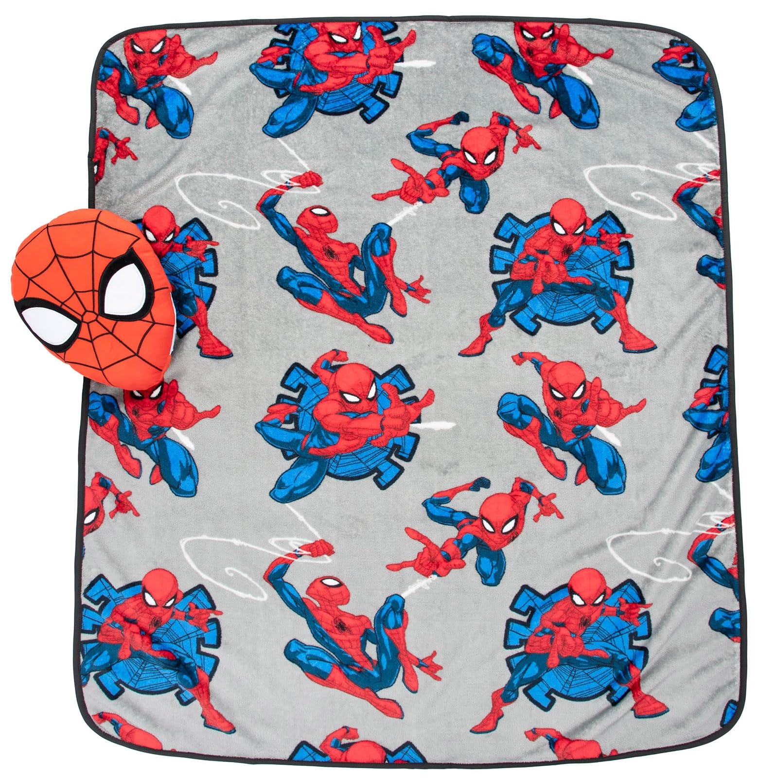 Jay Franco Spiderman flat-lay of 40x50 inch fleece throw highlighting soft texture