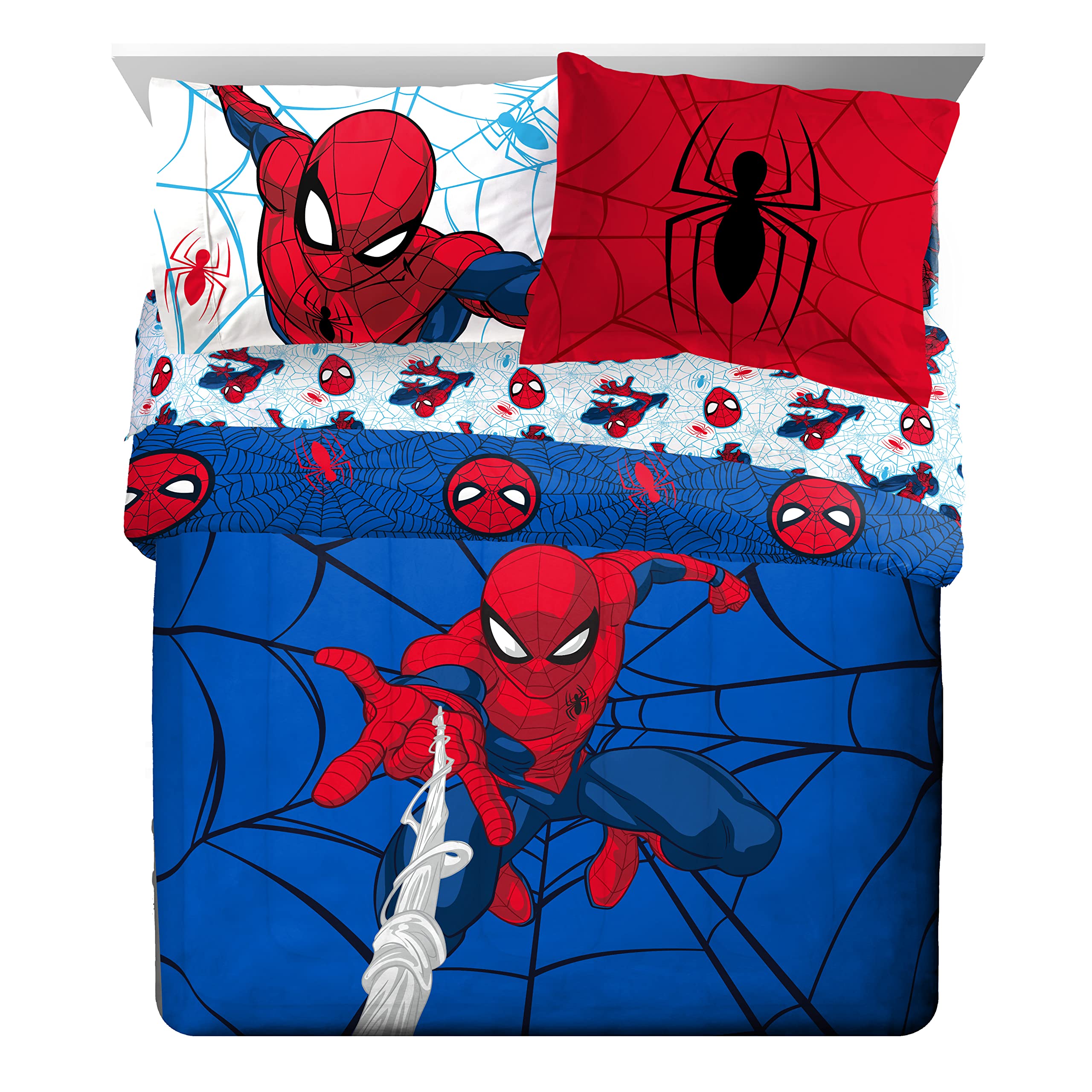 Jay Franco Spider-Man close-up of comforter web pattern highlighting print clarity