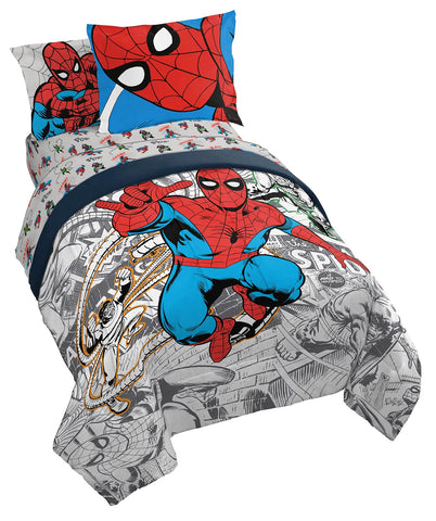 Jay Franco front view of Spider-Man comforter showing full-bed design and bold colors