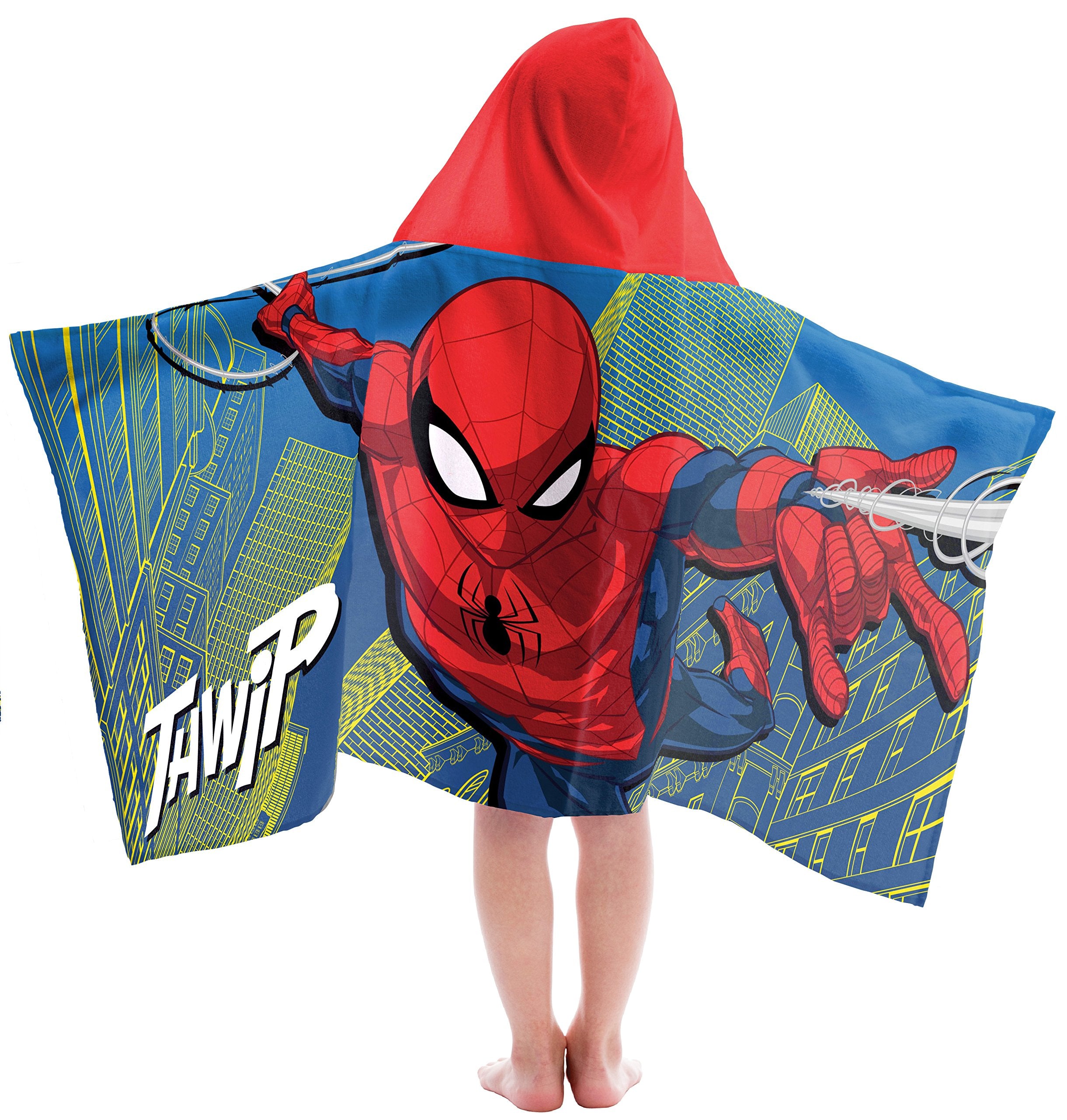 Jay Franco Spiderman front view shows bold print and fit for fast drying